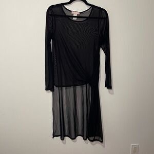 Paradiso Black Sheer Mesh Long Sleeve whimsigoth high low witchy tunic top in M